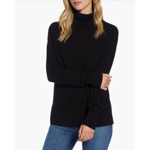 NWT Women's Halogen Black Cashmere Turtleneck Sweater S